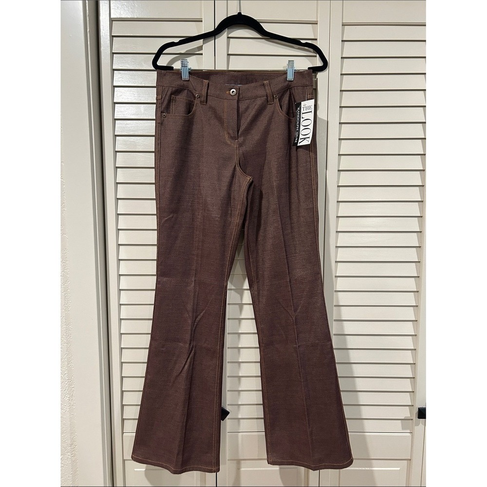 Vintage 90s Randolph Duke "The Look" Shiny Brown Flared Pants 10 NWT